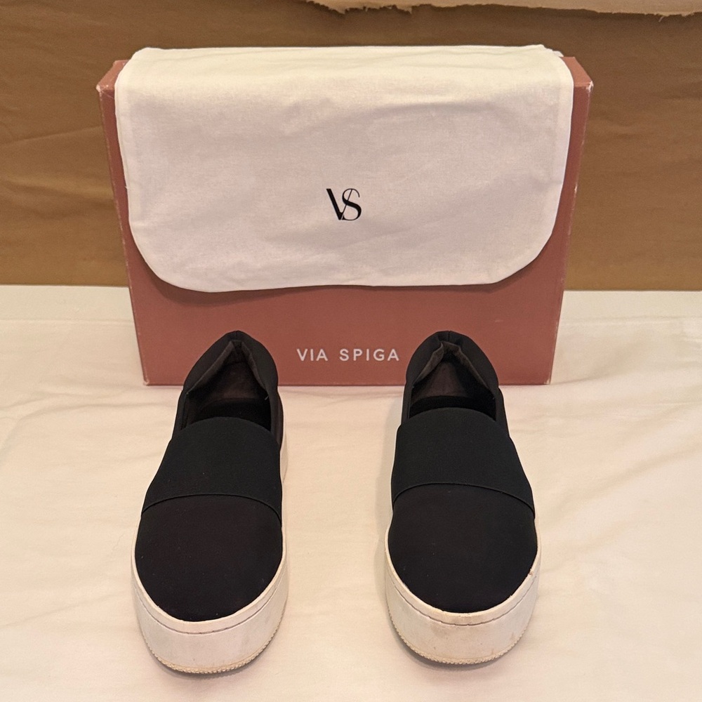 Via Spiga V-Traynor Women's Black and White Slip-On Sneakers